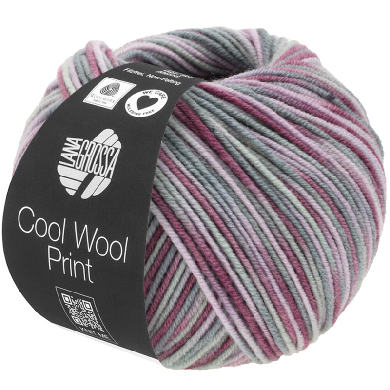 Lana Grossa Cool Wool Print 815 Antikviolet/Gammelrosa/Lysegrå/Mellemgrå