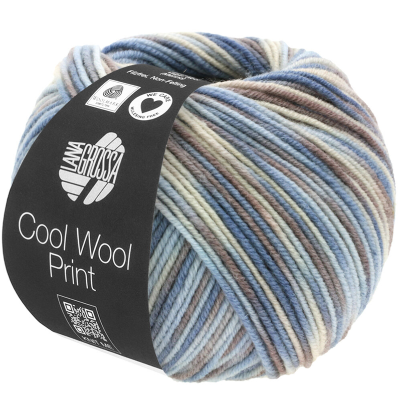 Lana Grossa Cool Wool Print 763 Lyseblå/Grège/Gråbrun/Blågrå