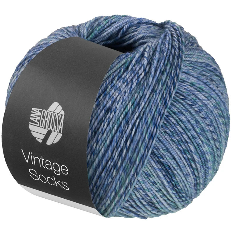 Lana Grossa Vintage Socks 1017 Lysegrå/jeans/blålilla/grågrøn meleret