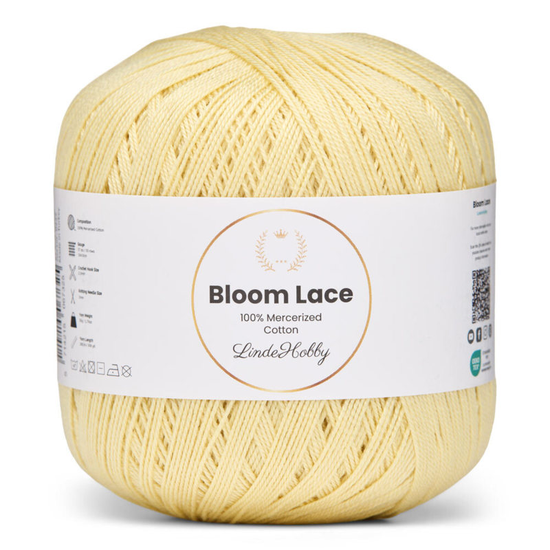 LindeHobby Bloom Lace Mercerized Cotton 21 Blød gul