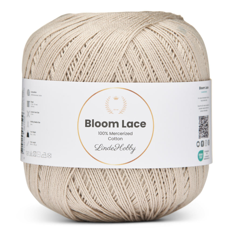 LindeHobby Bloom Lace Mercerized Cotton 39 Perlegrå