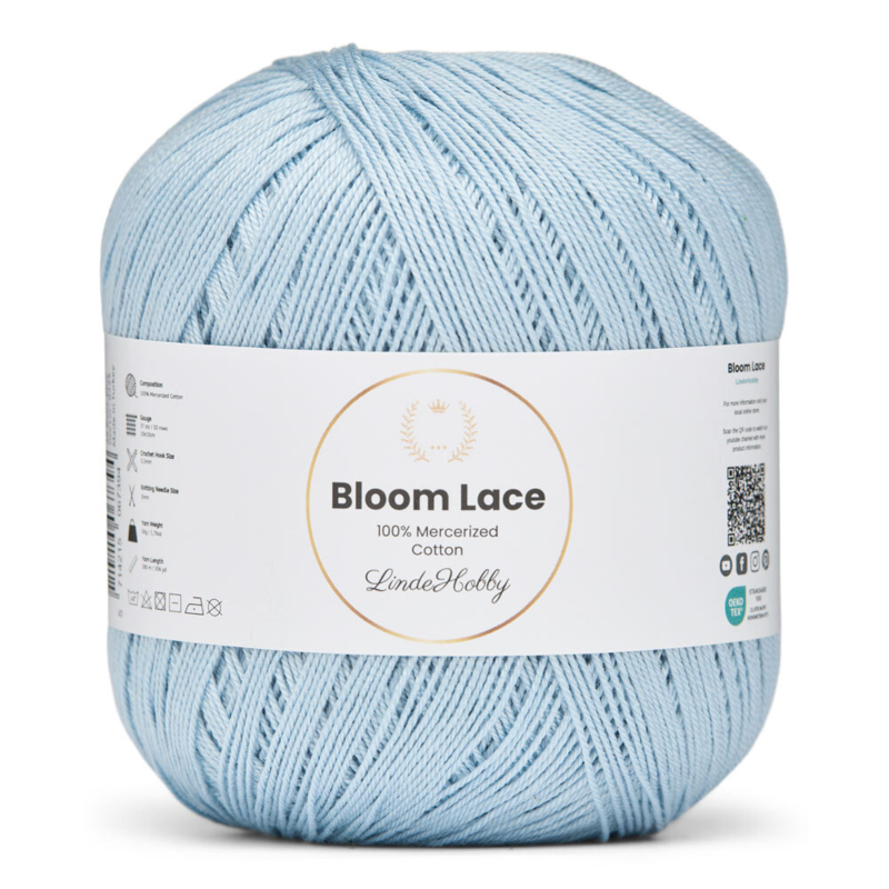 LindeHobby Bloom Lace Mercerized Cotton 28 Babyblå