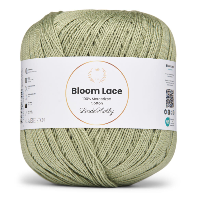 LindeHobby Bloom Lace Mercerized Cotton 29 Salviegrøn