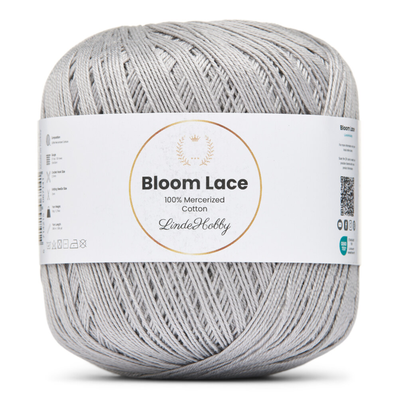 LindeHobby Bloom Lace Mercerized Cotton 03 Grå
