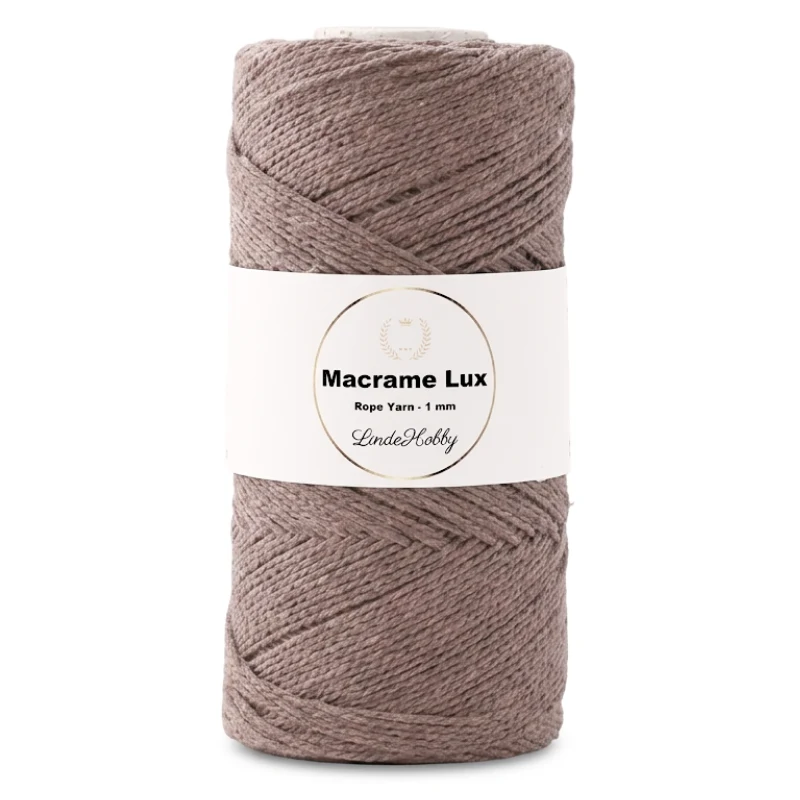 LindeHobby Macrame Lux, Knyttegarn, 1 mm 02 Mørk beige