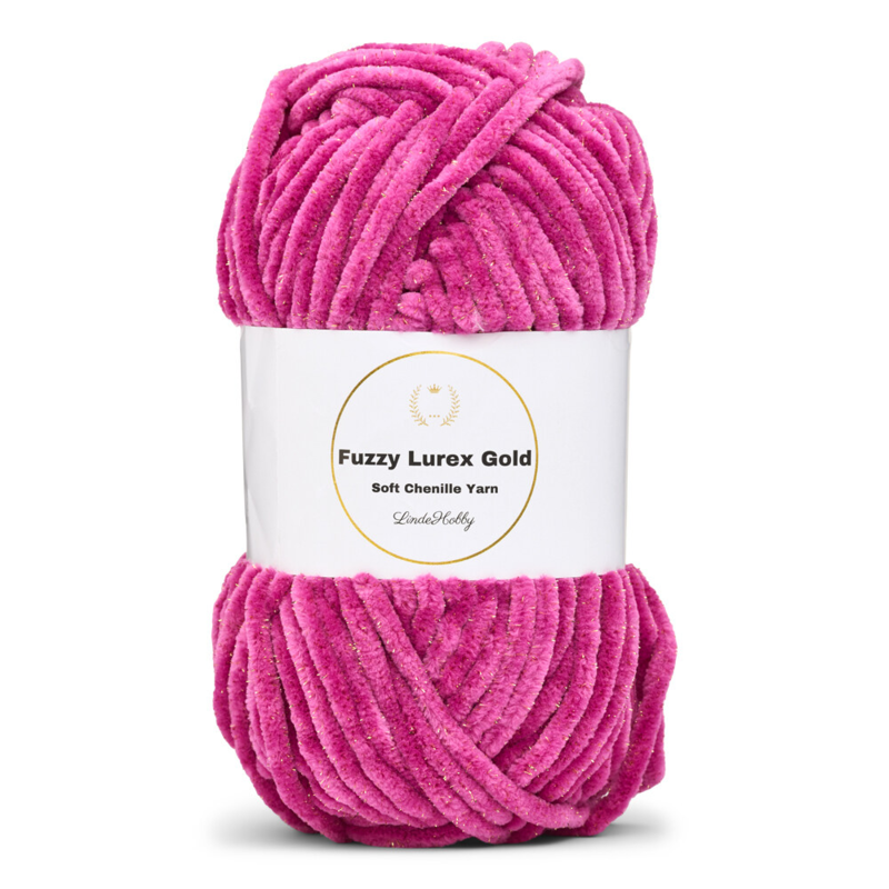 LindeHobby Fuzzy Chenille Gold Lurex 44 Lys fuchsia