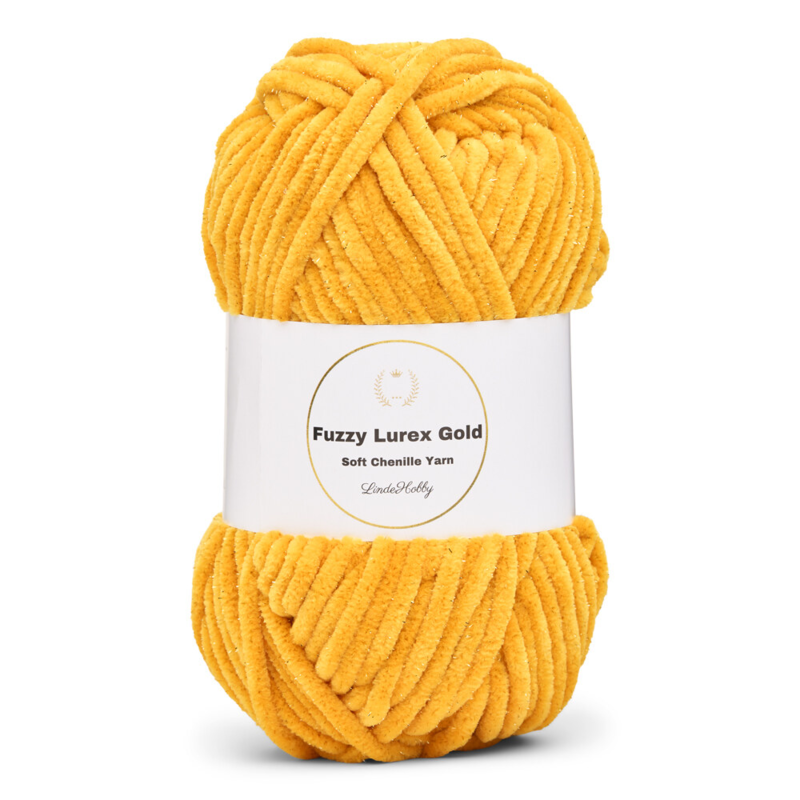 LindeHobby Fuzzy Chenille Gold Lurex 47 Gyldengul
