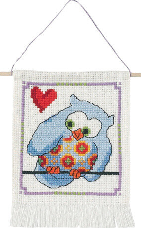 Broderikit MFK blå ugler 5119/18 15 x 21 cm