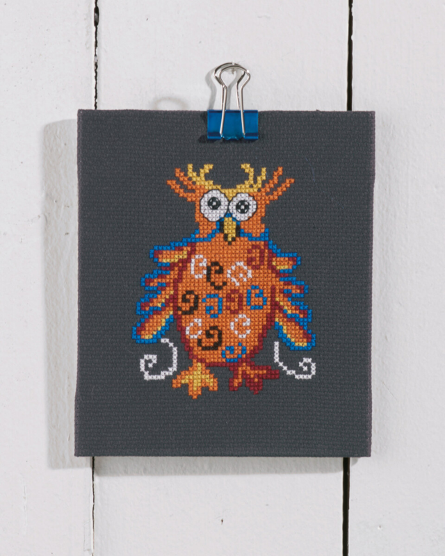 Broderikit Orange ugle 11 x 13 cm