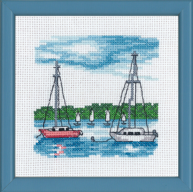 Broderikit Hvide sejlskibe R 5592 13 x 13 cm
