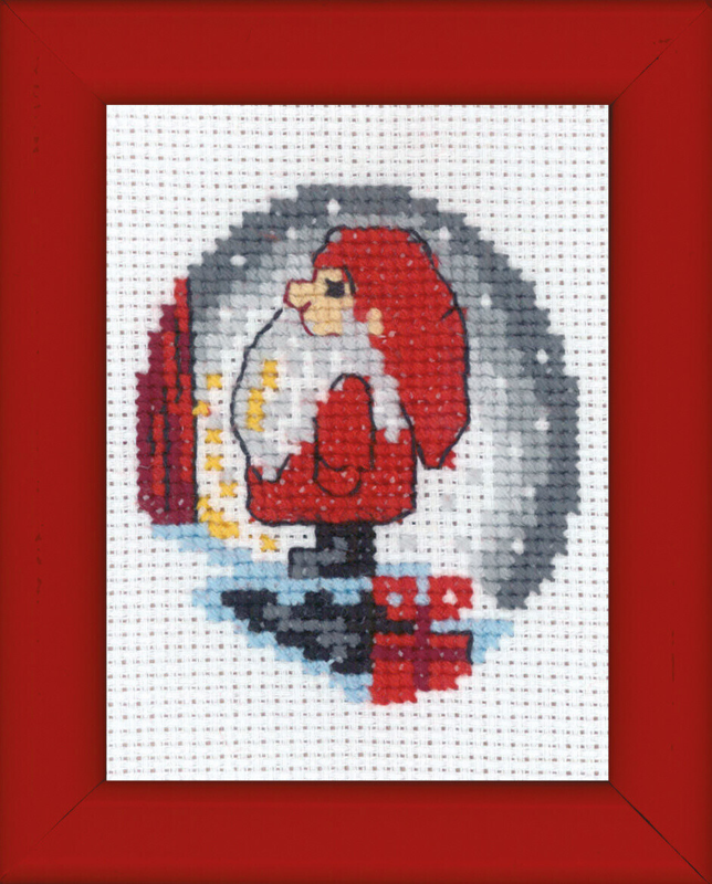Broderikit Nisse på trappe billede 6 x 8 cm