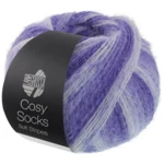 Lana Grossa Cosy Socks Soft Stripes 101 Blåviolet/violblå/lys violet/hvid