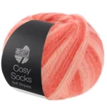 Lana Grossa Cosy Socks Soft Stripes 113 Laks/lakserød/koral