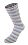 Lana Grossa Cosy Socks Multi Stripes 153 Lavendel/gråblå/laks/creme/turkis