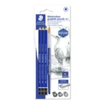 STAEDTLER mars lumograph akvarel grafitblyanter & pensel, 3 + 1 stk – Hovedbillede