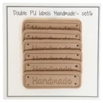 Go Handmade Dobbelt Label, PU læder, 5 x 1,5 cm, Handmade, 6 stk Abrikos