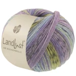 Lana Grossa Landlust Die Sockenwolle 618 Violblå/Jeans/Lyseblå/Lys-/Mørkegrå/Jade/Pistacie/Syren stribet