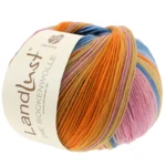 Lana Grossa Landlust Die Sockenwolle 129 Rosa/Gammelrosa/Lyng/Grøngul/Gul/Orange/Mint/Havgrøn