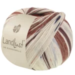 Lana Grossa Landlust Die Sockenwolle 726 Sortbrun/Gråbrun/Ecru/Lys beige/Natblå/Mørkerød/Lysegrå