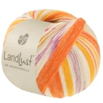 Lana Grossa Landlust Die Sockenwolle 723 Gulorange/Rødorange/Creme/Lilla/Lys beige/Lakseorange/Rød