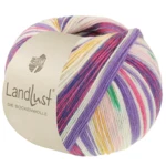 Lana Grossa Landlust Die Sockenwolle 721 Rosa/Ecru/Grøn/Blåviolet/Safrangul/Pink/Fuchsia