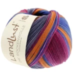 Lana Grossa Landlust Die Sockenwolle 128 Fuchsia/Vinrød/Petrol/Orange/Grå/Grågrøn/Gråblå