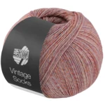 Lana Grossa Vintage Socks 1011 Rosa/lilla/abrikos/bleg gul meleret