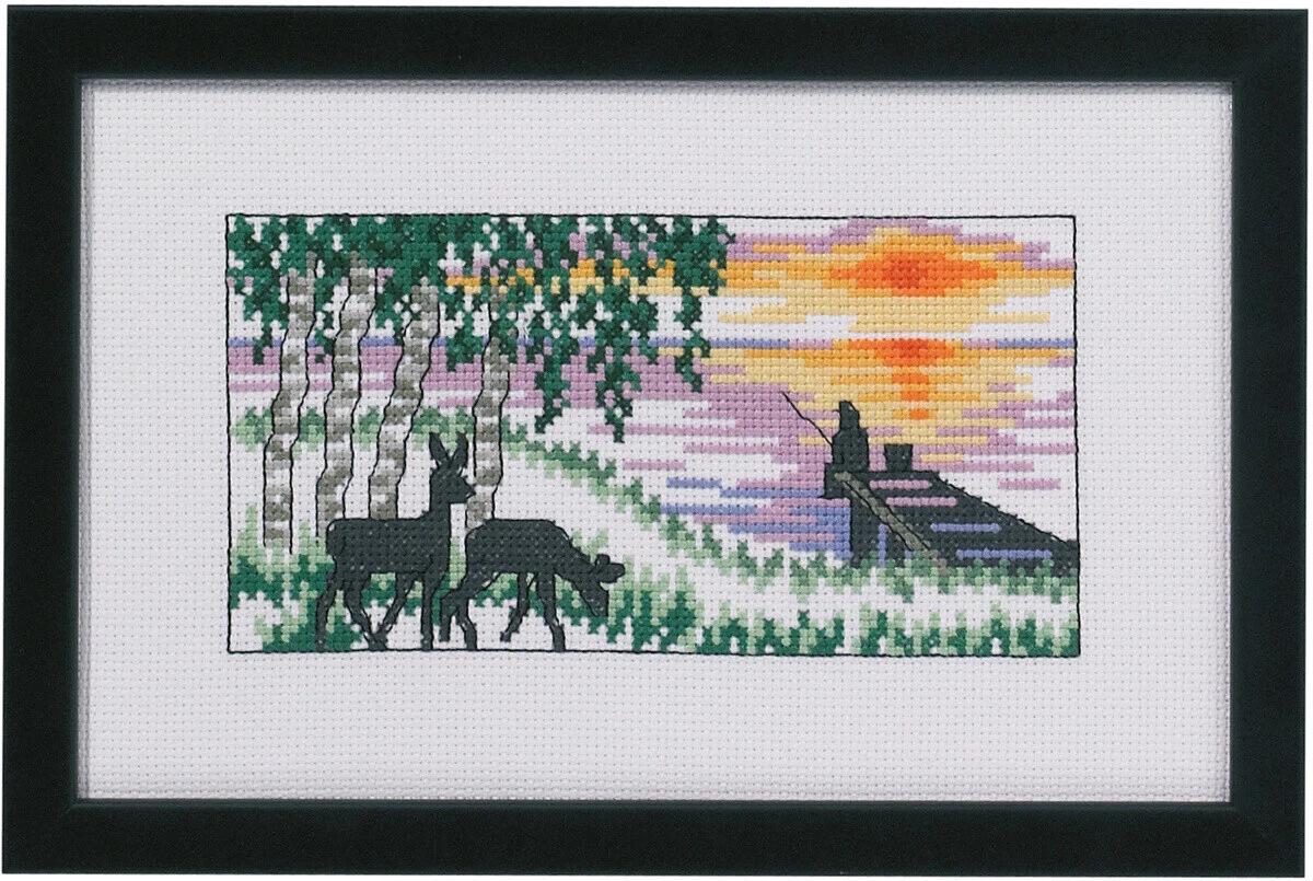 Rådyr og fisker R5320 broderisæt 24x15 cm – Køb her