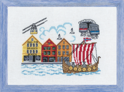 Broderikit Bryggen Bergen R5386 28 x 20 cm