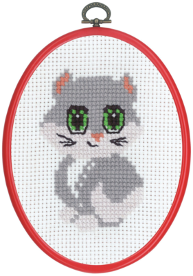 Broderikit MFK Grå kat M 5959/30 13 x 18 cm