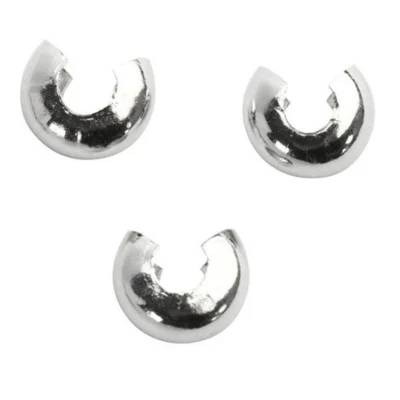 Knudeskjulere til elastik, 5 mm, forsølvet, 50 stk.