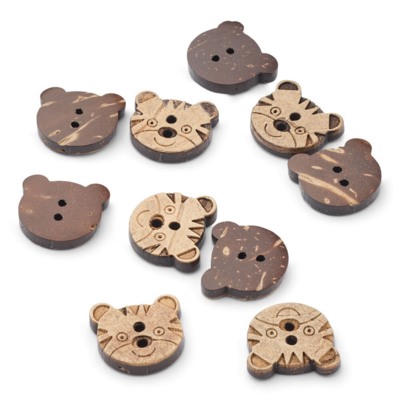 LindeHobby Coconut Button, Tiger, 10 pcs