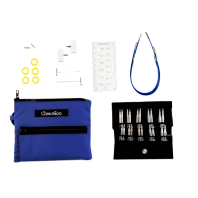 ChiaoGoo Udskiftelige Rundpindesæt Twist Blue Shorties, Small, 5 cm/8 cm