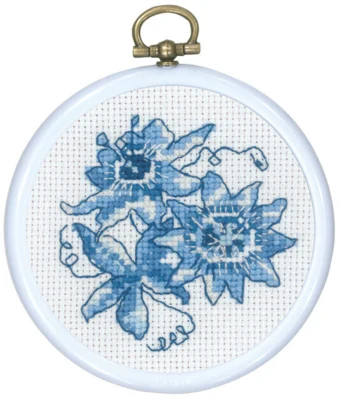 Broderikit Blå passiflora 8 Ø